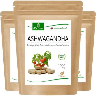 MoriVeda® Ashwagandha Tabletten 1000 mg, Schlafbeere, 100% natürlich, vegan, 360 Stk.