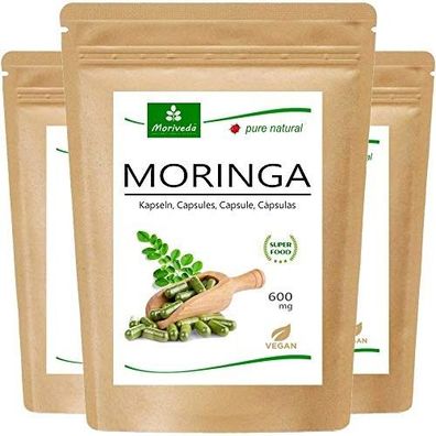 MoriVeda® Oleifera Moringa Kapseln 600mg, Energiespender, vegan, 360 Stk.