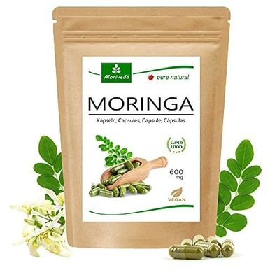 MoriVeda® Moringa Oleifera Kapseln 600mg - garantierte Rohkost Qualität (1x120)