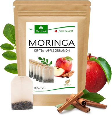 MoriVeda® Moringa Dip Tee - Apfel-Zimt - 100% natürlich, vegan (1x20 Beutel)