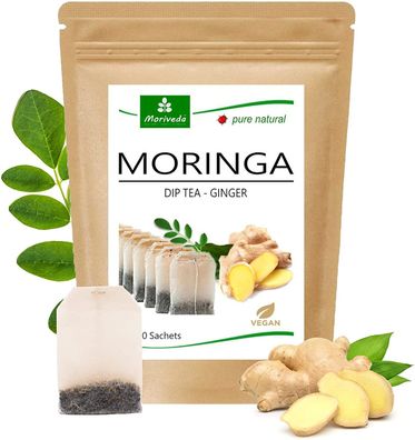 MoriVeda® Moringa Dip Tee - Ingwer - 100% natürlich und vegan, 20 Beutel