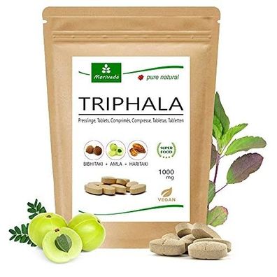 MoriVeda® Triphala Presslinge 1000mg -Amalaki, Bibhitaki, Haritaki- (1x120 Tabletten)
