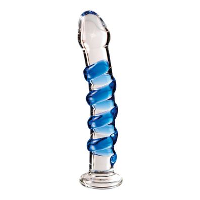 Glas-Dildo Mundgeblasen mit Reizspirale und Standfuß 18,5 cm Icicles No. 5