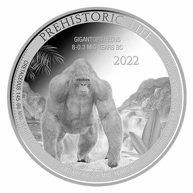 Kongo Prehistoric Life Gigantopithecus Gorilla 2022 1 oz 999 Silbermünze (7)