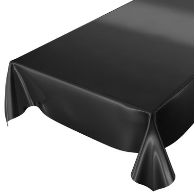 Tischdecke Uni Schwarz Einfarbig Glanz abwischbar Wachstuch Wachstuchtischdecke