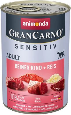 animonda - GranCarno¦ Adult Sensitiv - Reines Rind + Reis -6 x 400 g ¦ nasses ...