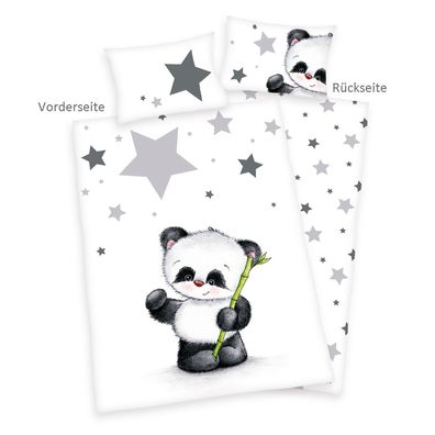 Baby Bettwäsche Panda Bär mit Sternen 100x135cm 40x60cm