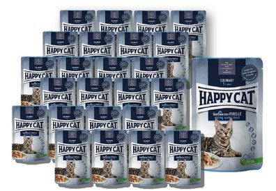 Happy Cat ¦ Quellwasser Forelle - 24 x 85g ¦ nasses Katzenfutter im Pouchbeutel