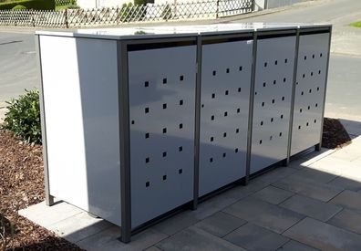4er Müllbox Mülltonnenbox für Mülltonnen (120L + 240L) aus Metall