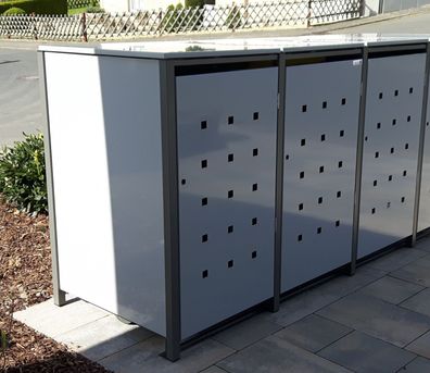 3er Müllbox Mülltonnenbox für Mülltonnen (120L + 240L) aus Metall
