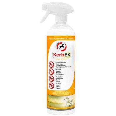 KerbEx orange 1 Liter mit Sprühkopf Fliegenspray für Pferde Insektenspray Mückenspray