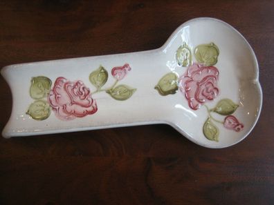 Keramik Kochlöffelablage Löffelhalter Vanilia Kerami Handbemalt Handgemacht Rose