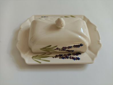 Butterdose Keramik von Vanilia Keramia Handbemalt Handgemacht Lavendel Csipke