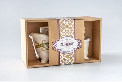 Geschenk-Set Handgemachte Seifenschale und Seife PurPur Pannonia Maiglöckchen