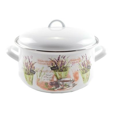 Topf Kochtopf Suppentopf Emailliert Emaille 22cm 4,8 L Perfect Home Lavendel