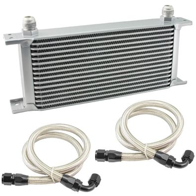 Ölkühler 16 Reihen AN10 Anschluss Set Universal Zusatz Kühlung Extern Oil Cooler