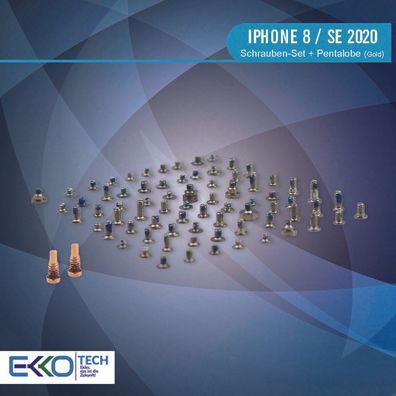 Komplettes Schrauben Set Ersatz für iPhone 8 / SE 2020 Pentalobe Screw Gold