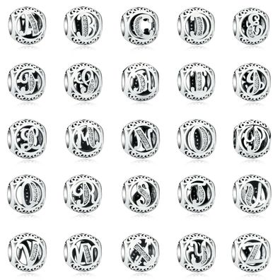 Alphabet Kugel Buchstaben Charm 925 Sterling Silber passt zu Pandora