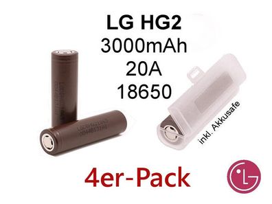 4x LG HG2 Akku 18650 Batterie 3000mAh 20A für SMOK E-Zigarette