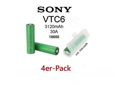 4x Sony Konion Murata VTC6 Akku 18650 Batterie 3000mAh 30A für SMOK E-Zigarette