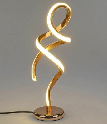 609908 LED-Lampe Spirale auf Fuß 13x44cm aus glänzendem, goldenem Metall