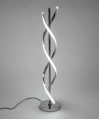 610249 LED-Lampe Spirale auf Fuß 20x90cm aus glänzendem, silbernem Metall