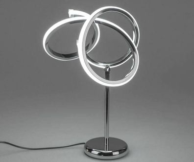 610225 LED-Lampe Spirale auf Fuß 30x38cm aus glänzendem, silbernem Metall