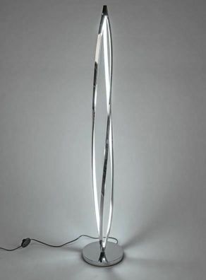 610232 LED-Lampe Spirale auf Fuß 24x154cm aus glänzendem, silbernem Metall