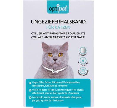 OptiPet Floh- und Zeckenschutz 1x Halsband Katzen gegen Milben Ungeziefer