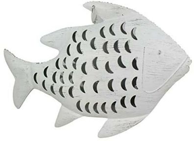 Shabby- Windlicht aus Eisen- Teelichthalter Fisch 46 cm