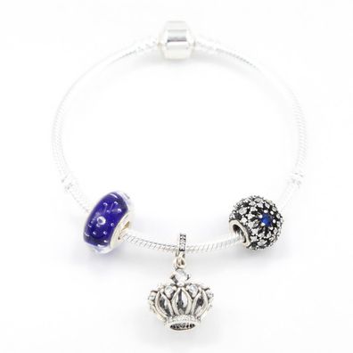 Armband mit Charms "Königin der Nacht", 925er Silber, 16-21cm, passt zu Pandora