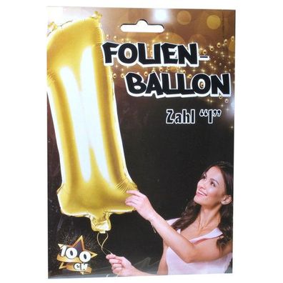 1 Riesen-Folien-Ballon Heliumballons ungef., XXL Zahl 1 - eins, gold 1 m