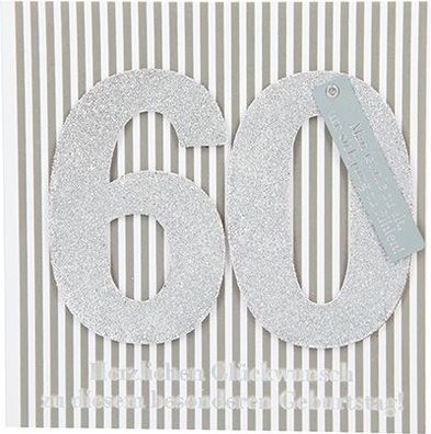 Glamour Glitzer Grußkarte m. Umschlag zum 60. Geburtstag 008