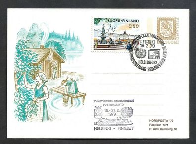 Ganzsache-Finnland-Karte-Briefmarken Aktion Helsinki-P 143-