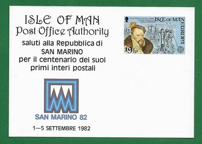 Ganzsache GB Isle of Man Philatelistische Ausstellung San Marino ´82 P 1