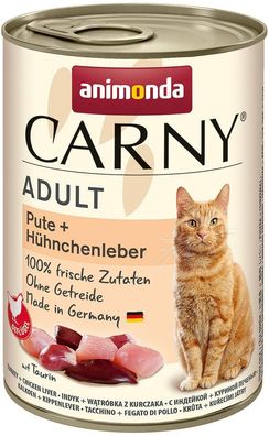 animonda ¦ CARNY - Adult - Pute + Hühnchenleber - 6 x 400 g ¦nasses Katzenfutter ...