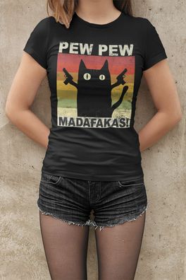 PEW PEW Madafakas Funny Karte Lustig Geschenk Retro Bio Baumwolle T-Shirt Damen