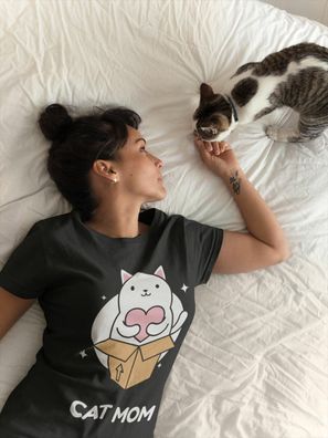 CAT MOM - Katzen T-Shirt Damen Bio Baumwolle