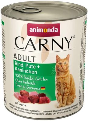 animonda ¦ CARNY Adult - Rind, Pute + Kaninchen - 6 x 800 g ¦ nasses Katzenfutter...