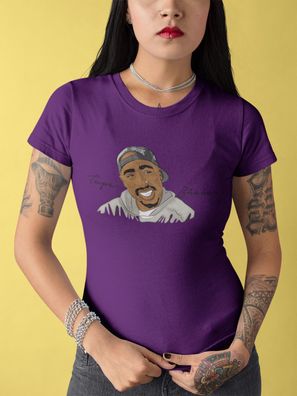 2pac Hip Hop Comic Tupac Shakur Shirt Rapper RIP Musik Two Pac T- Shirt Damen