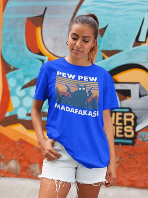 Bio Oversize T-Shirt Damen PEW PEW Madafakas Holiday Urlaub Sommer Retro
