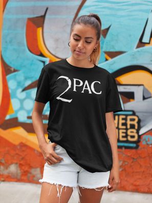 T- Shirt Damen Oversize 2pac Hip Hop Comic Tupac Shakur Shirt RIP Musik Two Pac