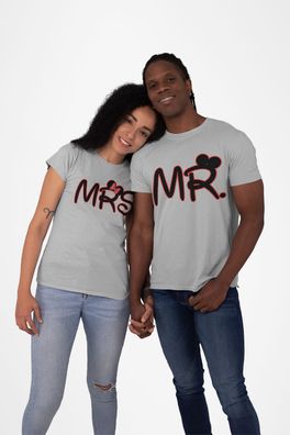 Damen Heeren Disney Mr & Mrs Mickey Paar Beziehungs T-Shirt Paare Bio Baumwolle