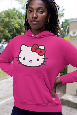 Damen Hoodie Kapuzenpullover Hello Kitty Japan Cat Süße Katze Pink Women Hoody