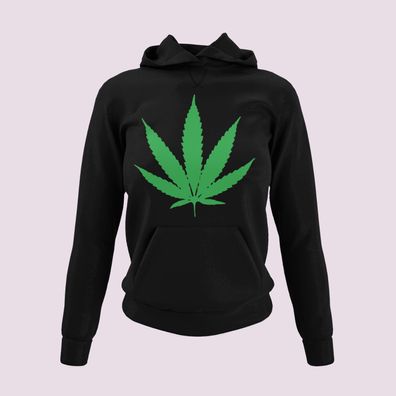 Damen Hoodie Kapuzenpullover Kiffer Weed Cannabis Blatt Zeichen Gras Hip Hop