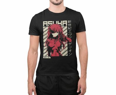 Retro Asuka Evangelion Shinji neon Genesis T-Shirt Herren Anime Manga