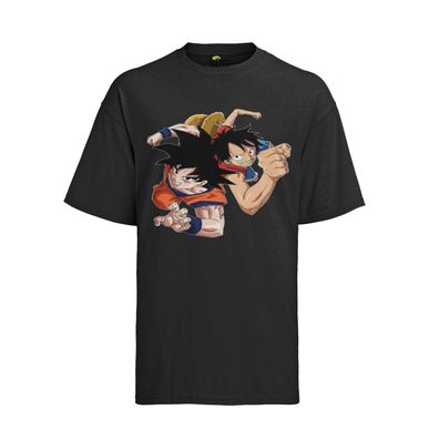 Son Goku Ruffy Luffy One Piece Dragon Ball Z Anime Manga Bio T-Shirt Herren
