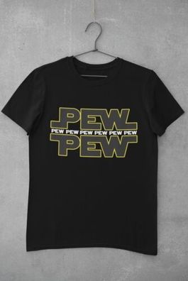 Pew Pew im Star Wars Style - Witziges Herren Bio Baumwolle T-Shirt