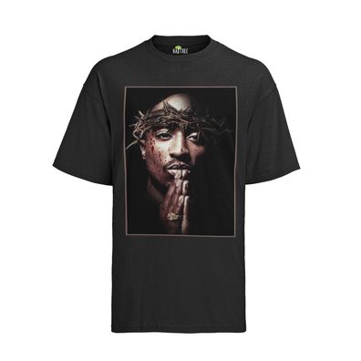 Tupac Shakur RIP 2 Pac Jesus Biggi Beten Gesicht Music Hip Hop Herren T-Shirt