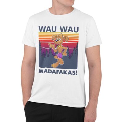 Pew Pew Matafaka Hund Katze Dog Funny Retro T Shirt Herren XS - XXXL